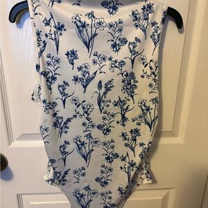 SHEIN Blue and White Floral Top